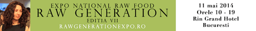 Raw Generation Expo - Targul Raw Generation - Targ bianual Raw Food - Mancare Vegana, Vegetariana 100%, cruda fara foc. Targul arata ca un stil de viata sanatos nu implica doar o alimentatie sanatoasa, ci cuprinde mai multe laturi care ajuta la un echilibru si o stare de bine generala. Rin Grand Hotel - Bucuresti - 11 Mai 2014, orele 10 - 19