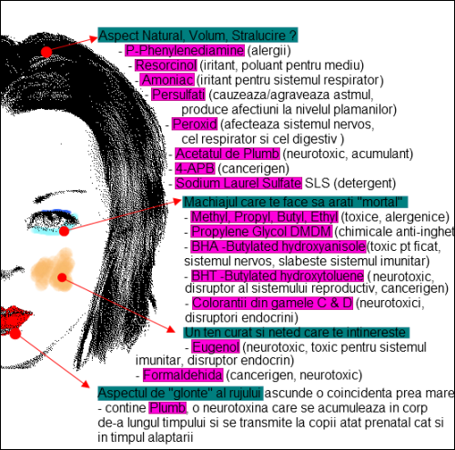 Un mic procent din toxinele din produsele cosmetice - Iubito, esti de o frumusete ireala - Substantele nesanatoase toxice din cosmetice duc la imbatranirea prematura si scurtarea vietii